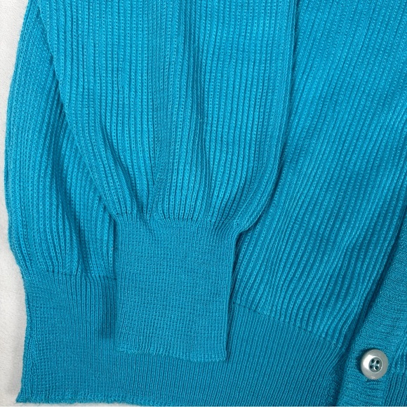 LACOSTE Vintage 70’s 80’s Teal Blue White V-Neck Button Cardigan Sweater L XL - Picture 5 of 9